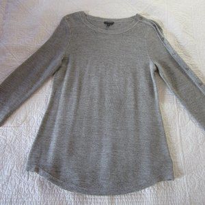 Talbots Top XS Gray/Green Button Sleeve Tunic